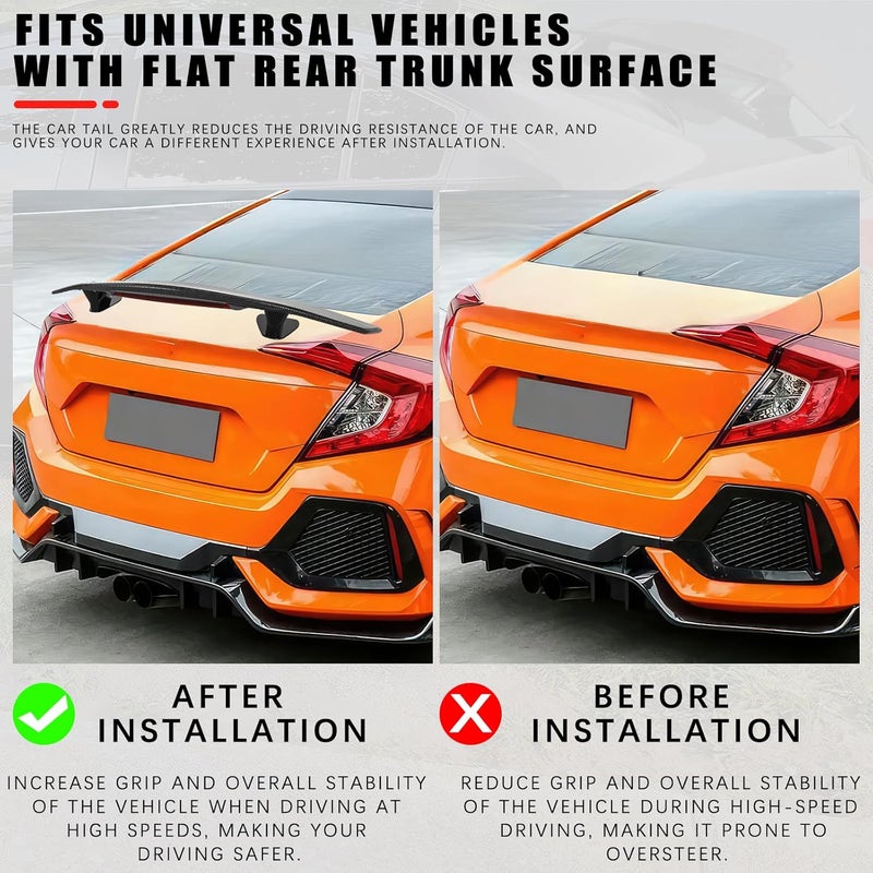 JMTBNO 46Inch Universal Rear Spoiler, Carbon Fiber ABS Sport Style Racing Spoiler Truck Wing Lightweight,Rear Trunk Spoiler Wing Lid Tail Deck Spoiler Fit for Sedan Coupe Hatchback - Image 4